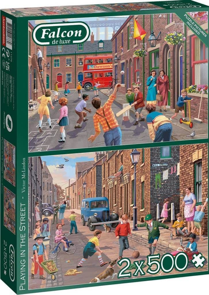 Falcon de Luxe - Playing in the Street 2 x 500 Piece Jigsaw Puzzle