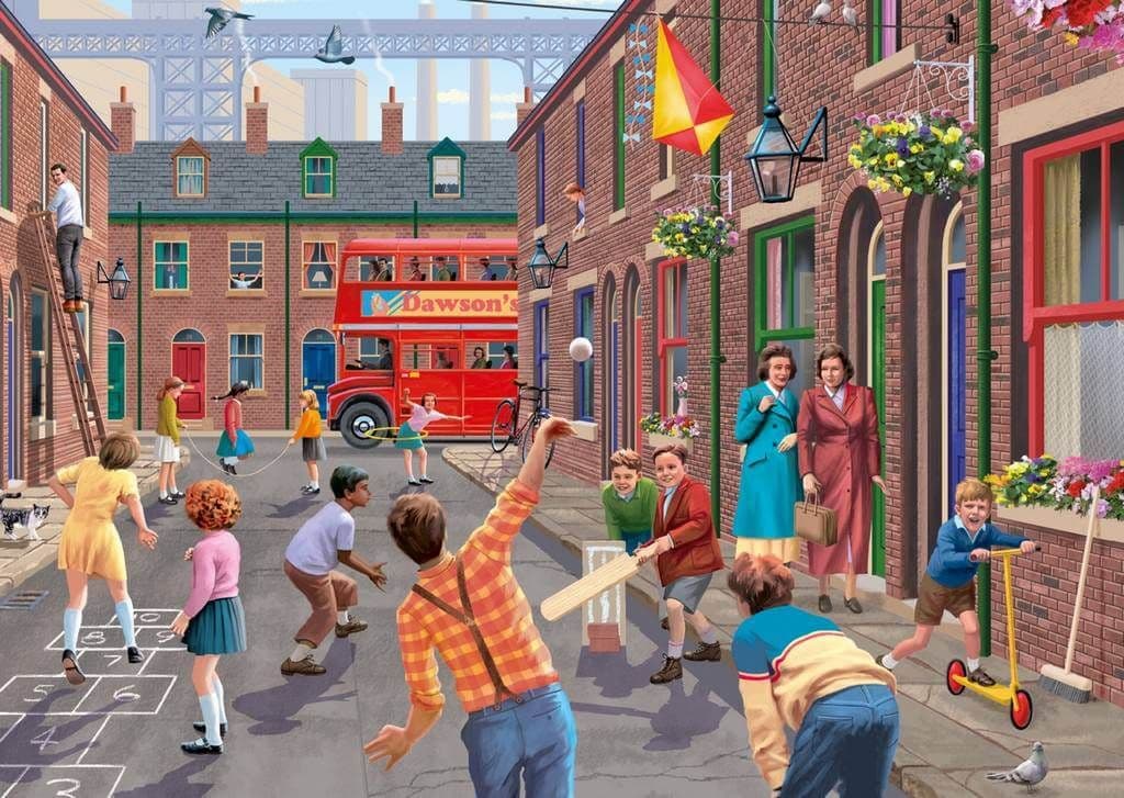 Falcon de Luxe - Playing in the Street 2 x 500 Piece Jigsaw Puzzle