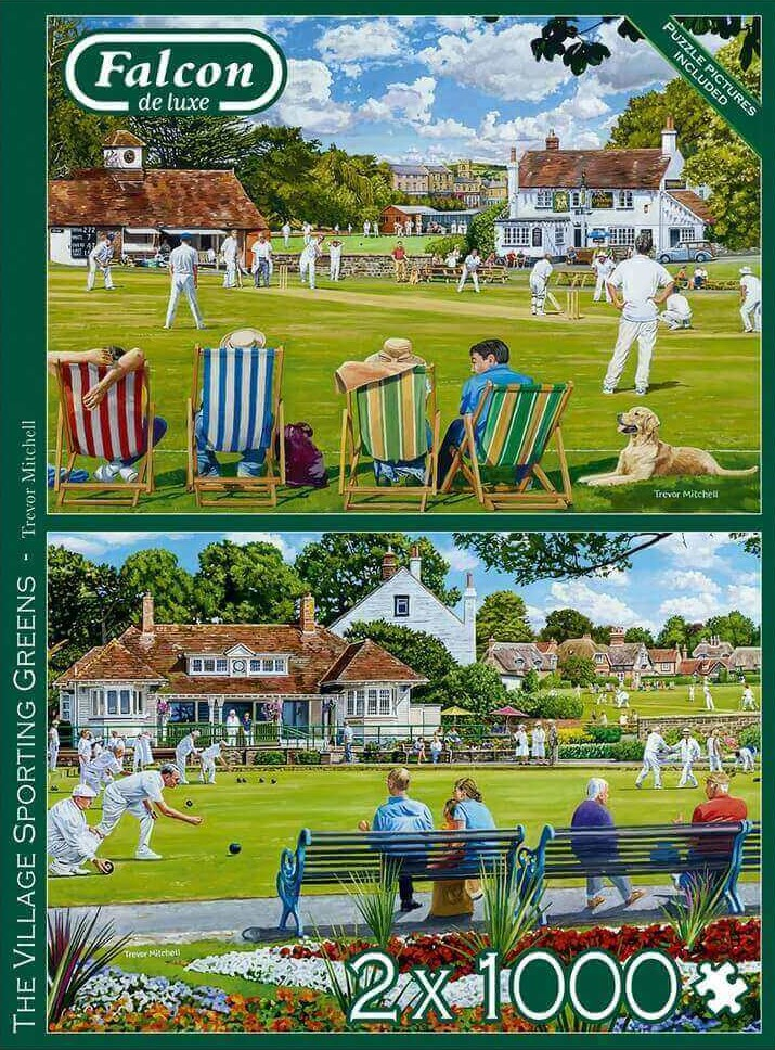 Falcon de Luxe - The Village Sporting Greens - 2 x 1000 Piece Jigsaw Puzzle