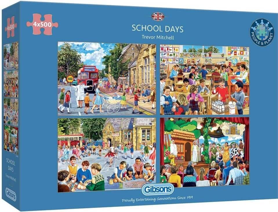 Gibsons - School Days - 4 x 500 Piece Jigsaw Puzzle