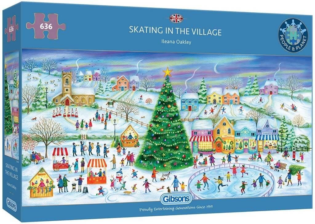 Gibsons - Skating in the Village - 636 Piece Jigsaw Puzzle