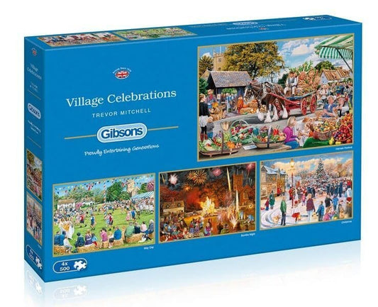 Gibsons - Village Celebrations - 4 x 500 Piece Jigsaw Puzzle