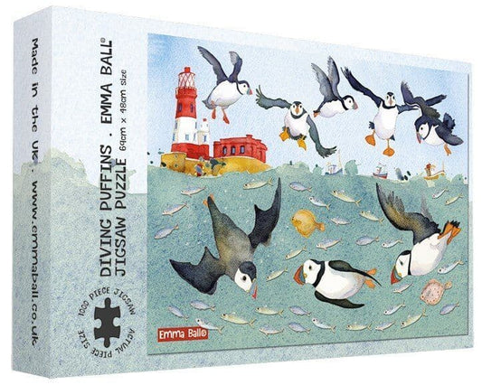 Emma Ball - Diving Puffins - 1000 Piece Jigsaw Puzzle