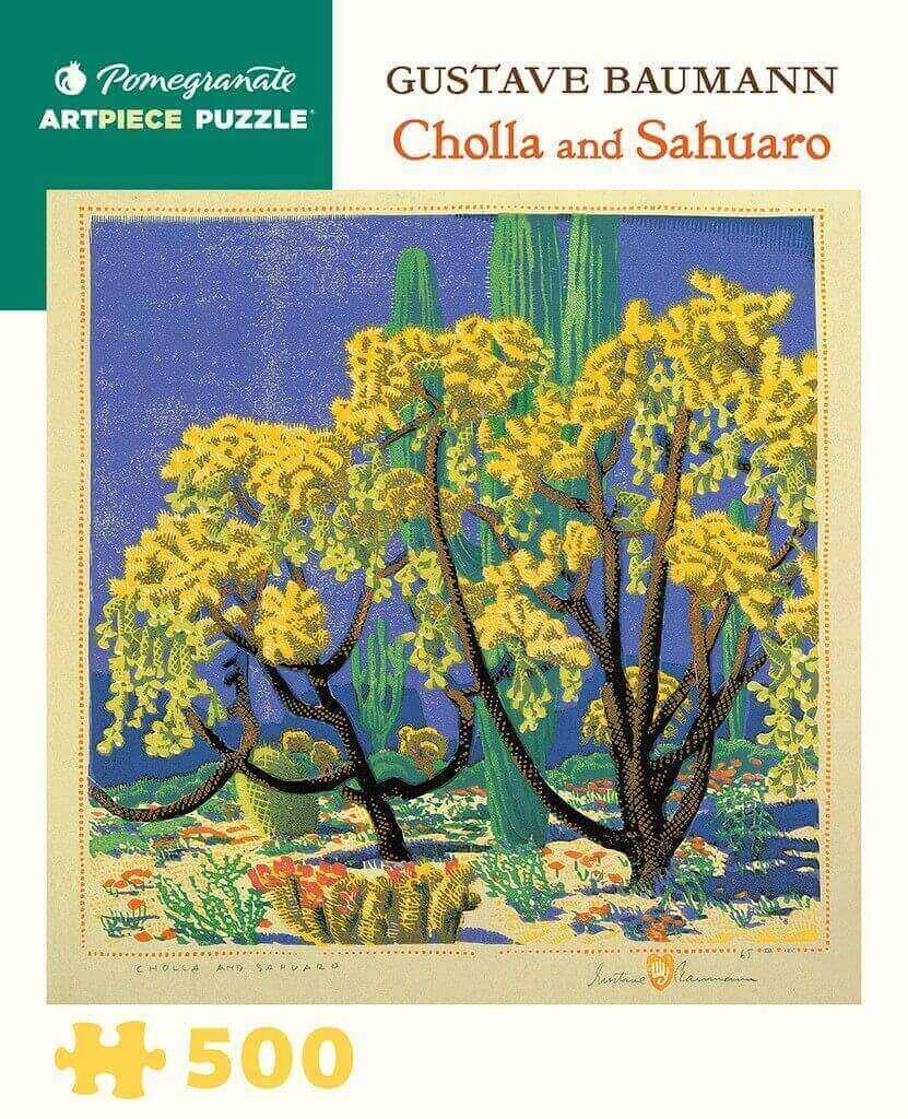 Pomegranate - Gustave Baumann - Cholla & Sahuaro - 500 Piece Jigsaw Puzzle
