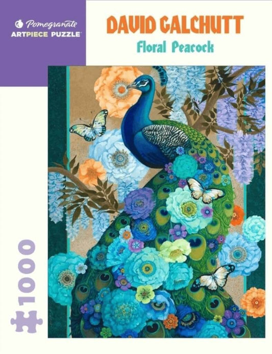 Pomegranate - David Galchutt - Floral Peacock - 1000 Piece Jigsaw Puzzle
