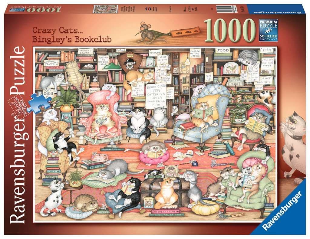 Ravensburger - Crazy Cats - Bingley Bookclub, 1000 Piece Jigsaw Puzzle