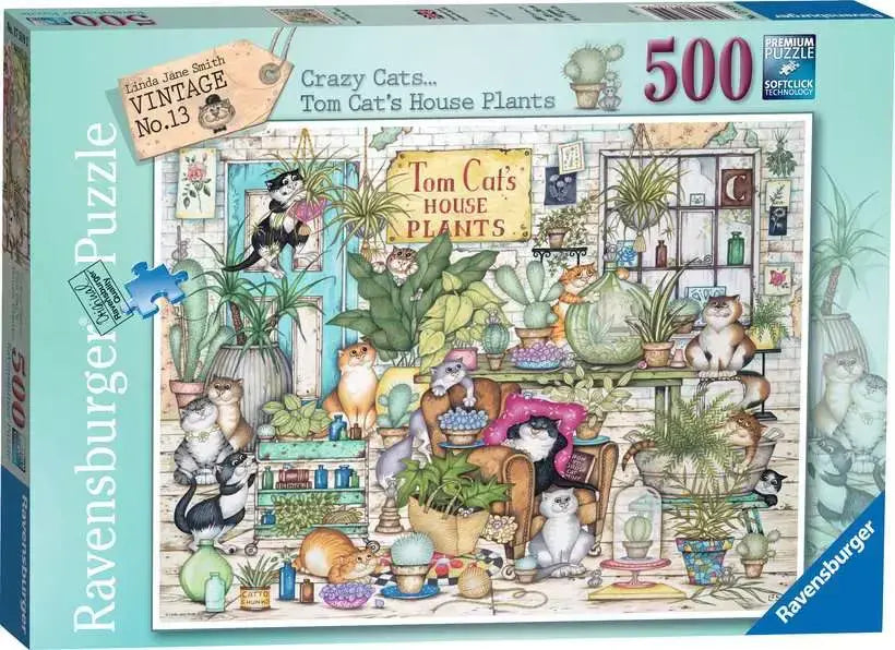 Ravensburger - Crazy Cats - Tom Cat's House Plants - 500 Piece Jigsaw Puzzle