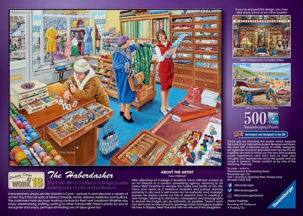 Ravensburger - Happy Days at Work - The Haberdasher - 500 Piece Jigsaw Puzzle