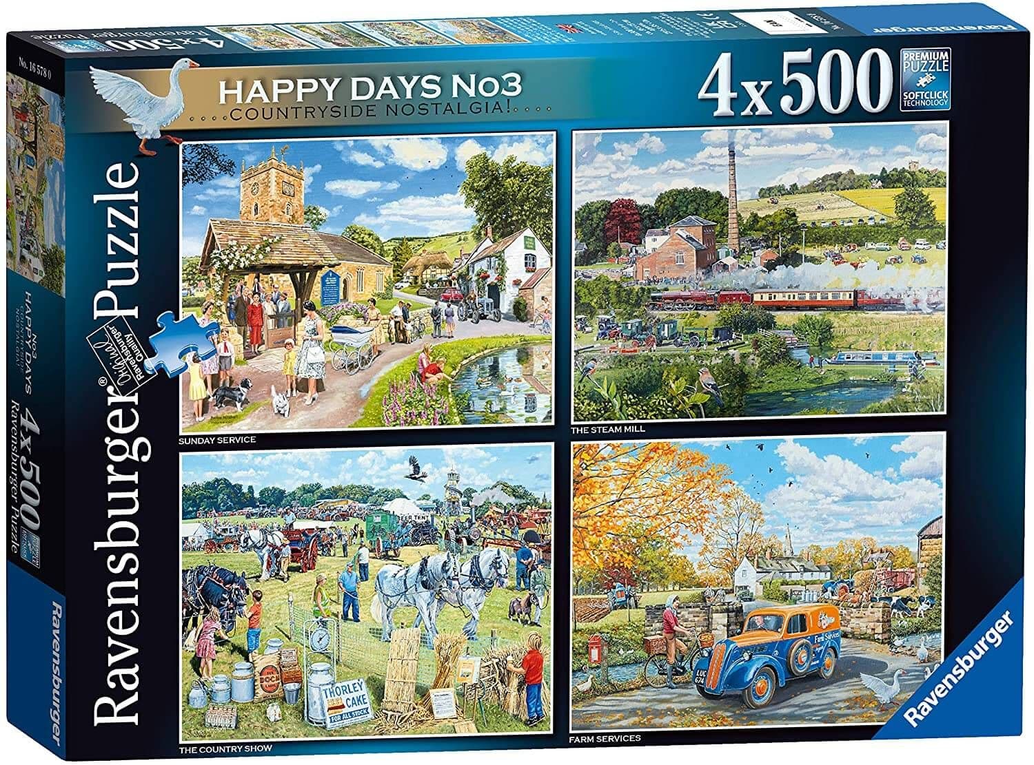 Ravensburger - Happy Days No 3 - Countryside Nostalgia 4 x 500 Piece ...