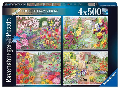 Ravensburger - Happy Days No 4 - Glorious Gardens - 4 x 500 Piece Jigsaw Puzzle