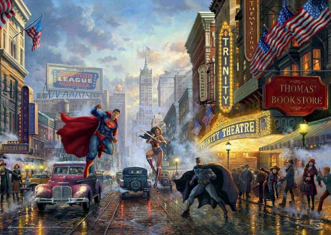 Schmidt - Thomas Kinkade - Batman Superman & Wonder Woman - 1000 Piece Jigsaw Puzzle