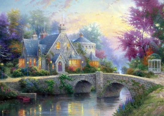 Schmidt - Thomas Kinkade - Lamplight Manor/Winter in Lamplight Manor - 2 x 1000 Piece Jigsaw Puzzle