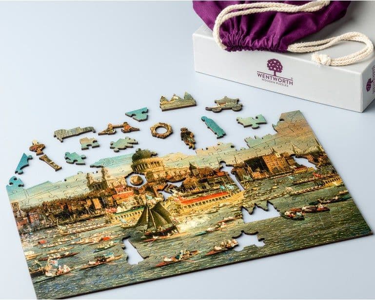 Wentworth - London The Thames with View of the City and St Pauls - 250 Piece Wooden Jigsaw Puzzle